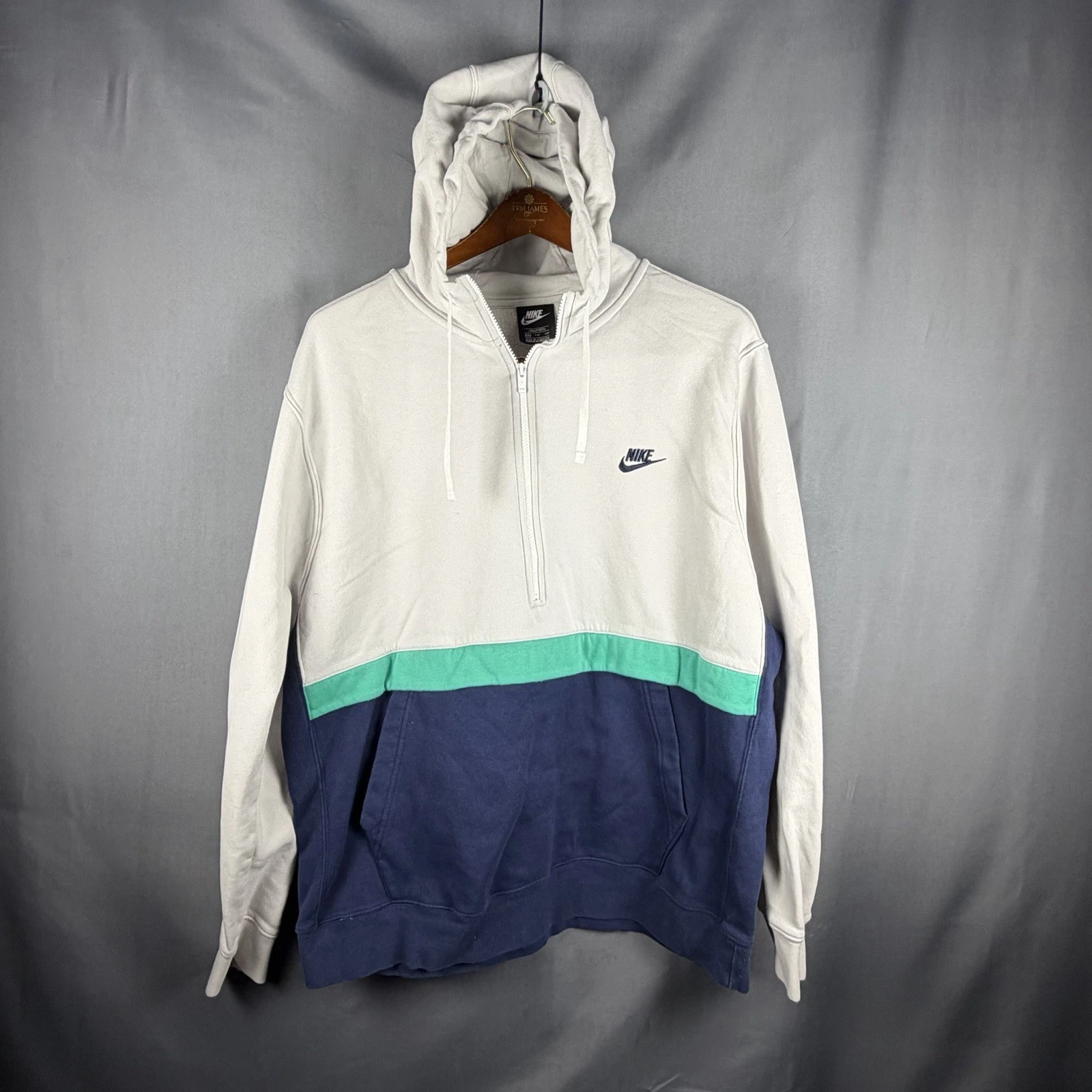 Nike Hoodie Mens 1/2 Zip 2XL Tall Colorblock Club Fleece Sweatshirt Hip Hop Spot