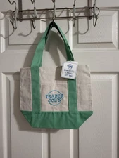 Trader Joe's Mini Canvas Tote Bag - Pastel Green Color - Limited New With Tags