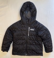 Patagonia Pine Grove Puffer Jacket Black Full Zip Hooded Kids Boys Sz XS 5-6
