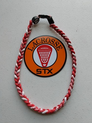 Gait Women's Lacrosse LAX Red & White Cord Necklace with 4" Die Cut STX Sticker