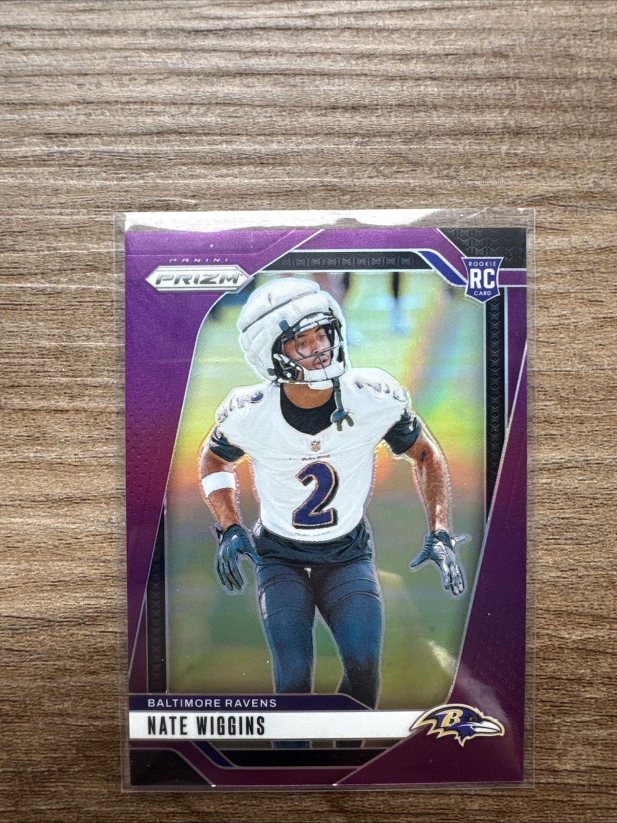 2024 Panini Prizm Nate Wiggins #380 RC Purple /125 Ravens Color Match