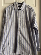 Arrow Dress Shirt Mens 17.5 Long Sleeve 34/35 Striped No Iron Classic Fit