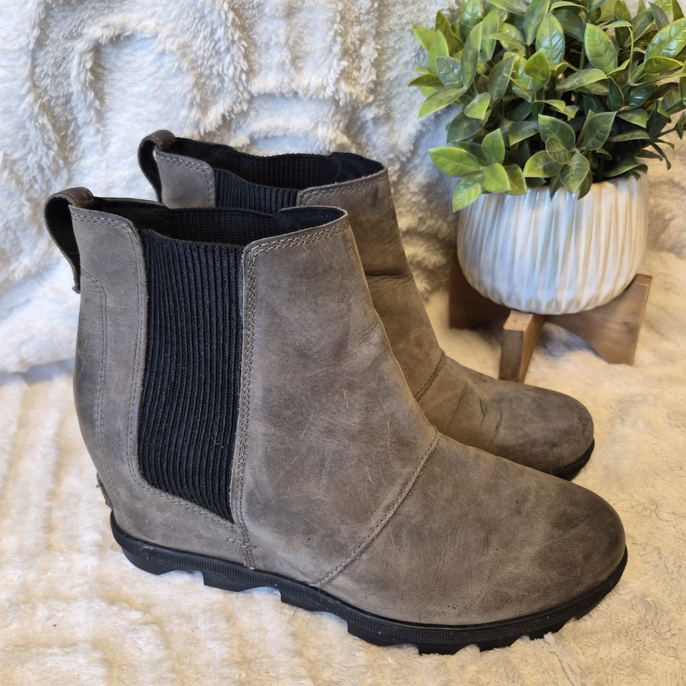 Botas Chelsea Sorel Joan Of Arctic II Cuña Impermeables Talla 10 Gris Gamuza Suela Foto 2 de 4