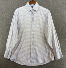 English Laundry Button Up Shirt Men 16 1/2 34/35 Blue  White Print Long Sleeve
