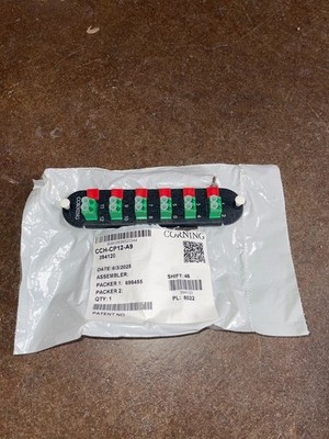 Corning CCH-CP12-6C Panel, 12 SC Simplex OS2 Singlemode Green APC Adapters ~STSI