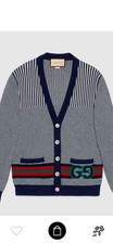 Men's Gucci Cotton Wool Cardigan With GG Logo Size Large Made In Italy