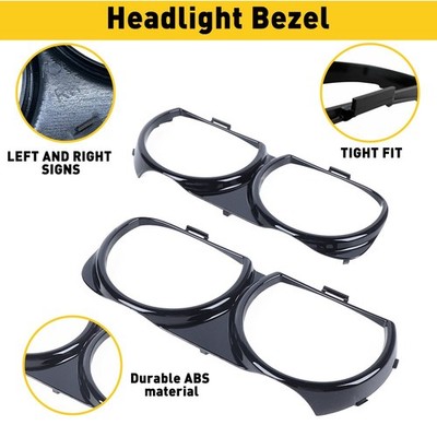 2/Headlight Bezel Set For 2015-2017 Dodge Challenger SRT Hellcat Left & Right H