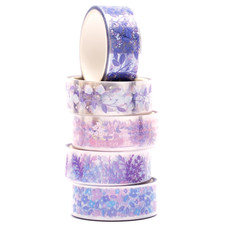 5 Rolls Floral Washi Tape Set PET Decorative Flowers Patterns Transparent Maskin