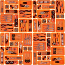 45 Pack Tool Box Organizer Work Bench Cabinet Bins Toolbox Tray Dividers, Orange