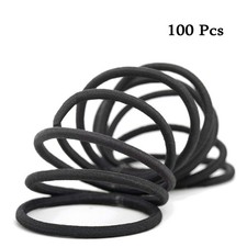 100pcs Black Elastic Hair Ties - No-Crease Ponytail Holders Bulk Pack