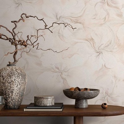 Liquid Floral Vinyl Wallpaper Erismann 10514-05 Aurora Marbled Feature Wall Pink