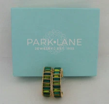 Park Lane Evergreen Hoop Earrings With Green Rhinestones Includes Box