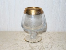 Glass cognac glass swivel chiselled with gold decor!" Tuscany 1777"! H: 11.3cm