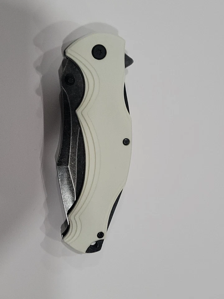 MTech - Cuchillo Plegable Asistente de Resorte Hoja Acero Inoxidable 440, Mango BLANCO G10 Foto 3 de 4