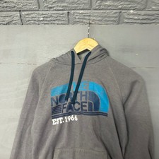 The North Face Womens Grey Graphic Logo Pullover Hoodie Sweatshirt Medium M