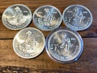 Lot Of 5 Engelhard Prospector One Troy Oz Rounds .999 Fine All 1985