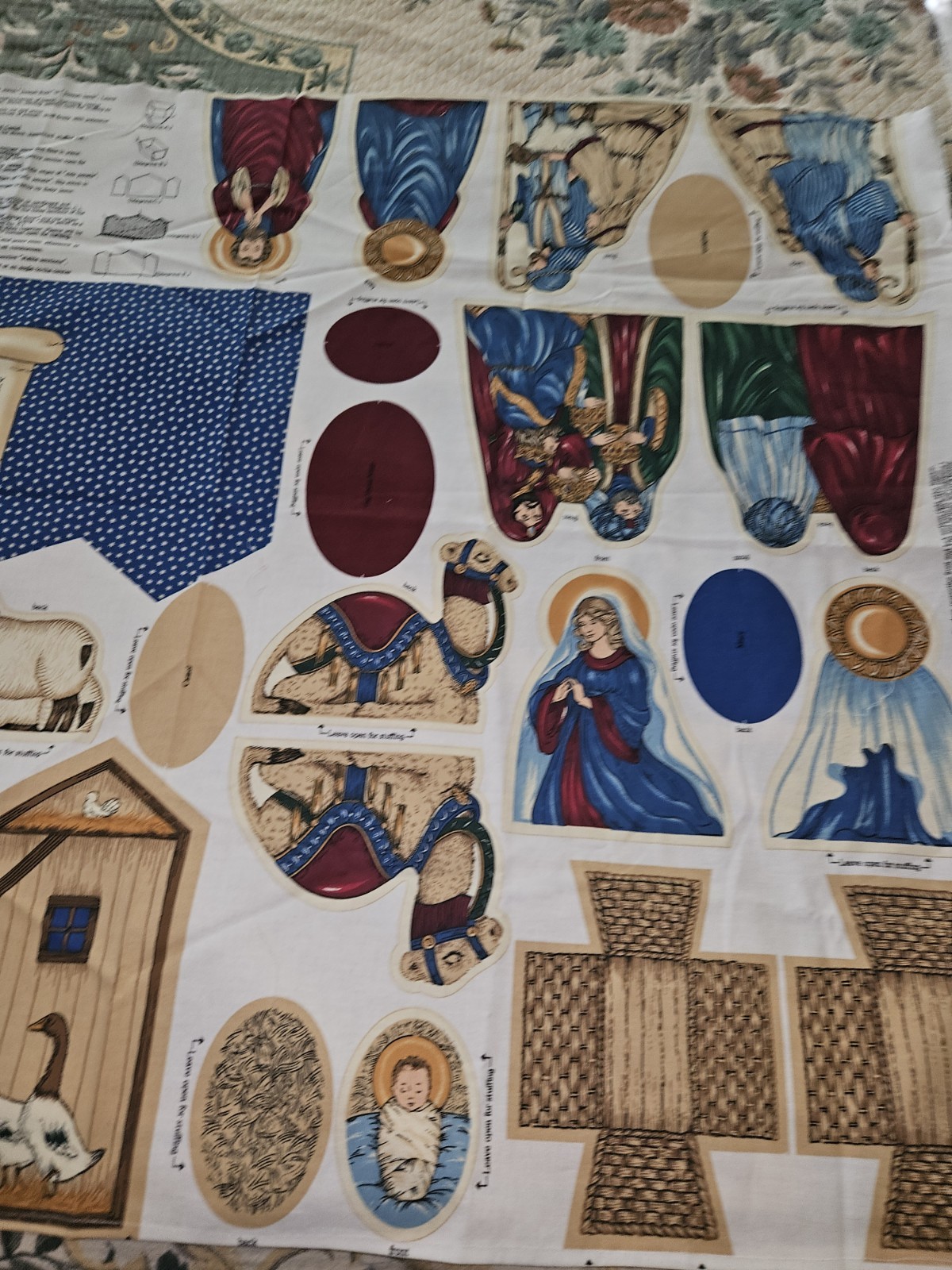 Lot Of 4 Cranston Craft Panels Nativity Scene,Table Top Tree & 2 Applique Panels