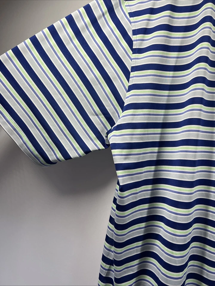 Camisa de golf Polo Donald Ross para hombre XXL 2X azul verde a rayas pulóver manga corta Foto 4 de 4