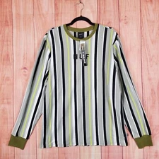 Huf Mens Long Sleeve Shirt Sz Large Crew Neck Striped NEW NWT 