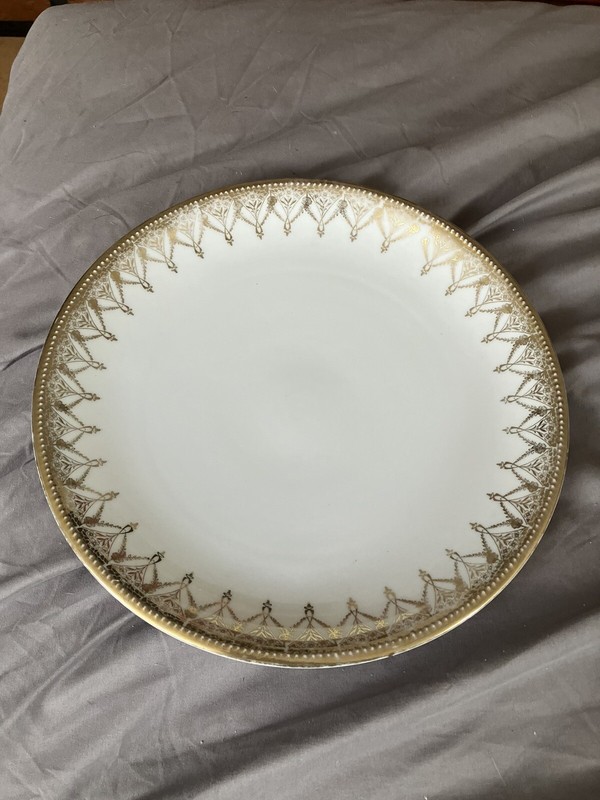Antique CS Prussia 12” Charger Platter Round With Gold Trim