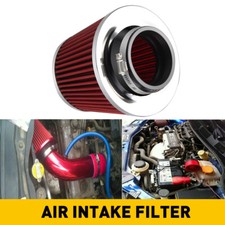 Universal 76mm 3" Neck Inverted Dual Car Cone Chrome Finish Red  Flow Air Filter