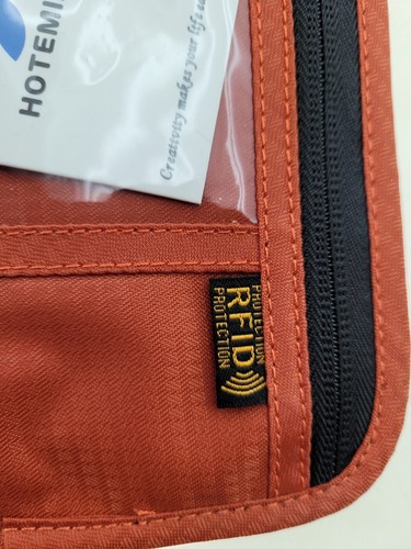RFID Neck Wallet for Travel Passport Holder Neck Pouch Lots Of Pockets Rust - Picture 4 of 4