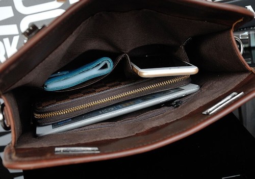 New Men's Briefcase Casual Business Shoulder Bag Leather Messenger Satchel Bag - Picture 5 of 10
