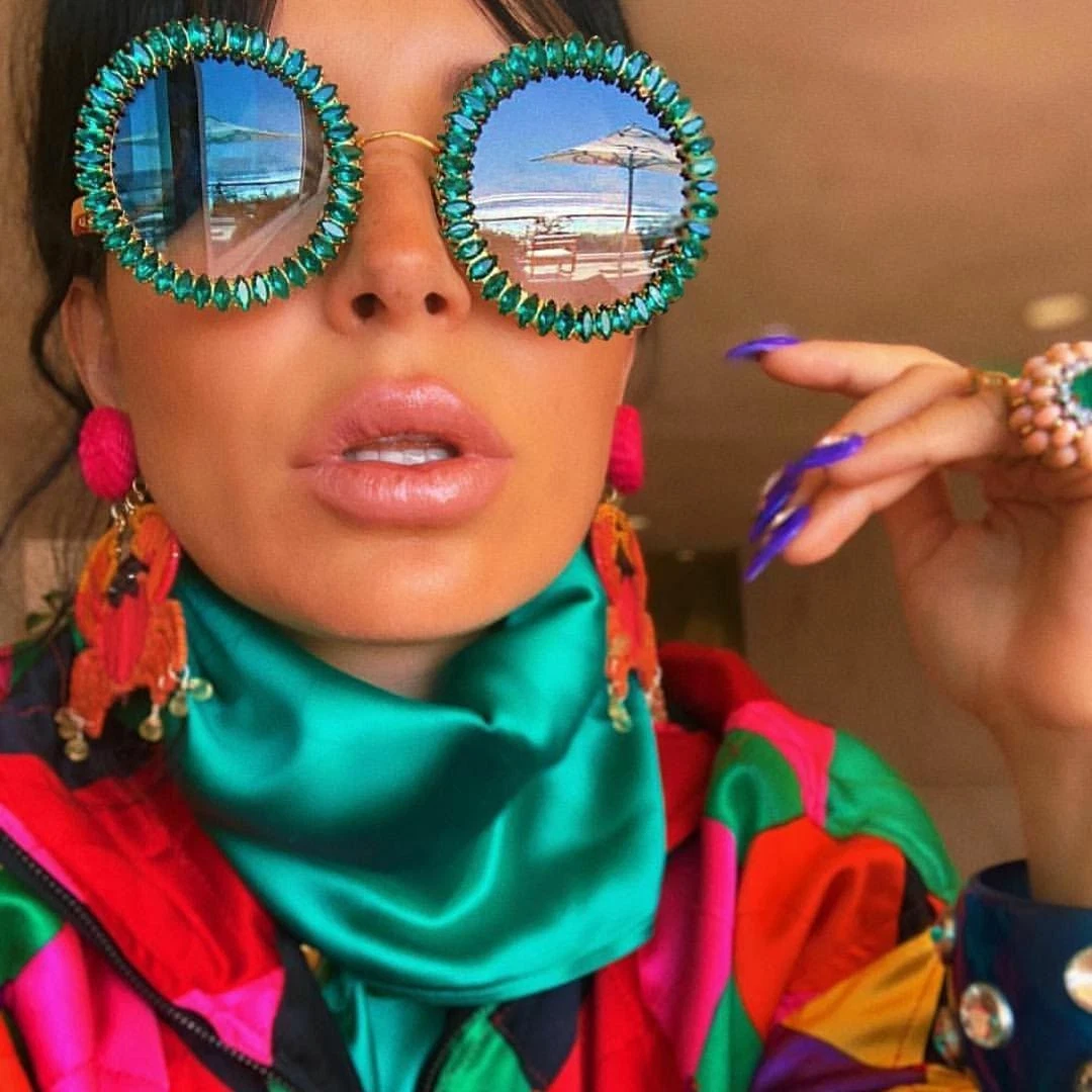 Round designer top sunglasses womens