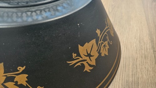 Pantalla de lámpara de metal vintage Bouillotte Tole dorada y negra estilo francés 13,75" x 6" - Imagen 5 de 16