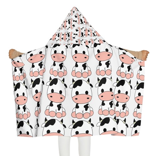 Süßes Baby Kühe Rinder Kuh Druck Tier Bauernhof Jugend Kapuzenhandtuch - Bild 6 von 9