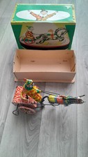 Jouet mécanique Clown sur un chariot tiré par son âne avec sa boite d'origine