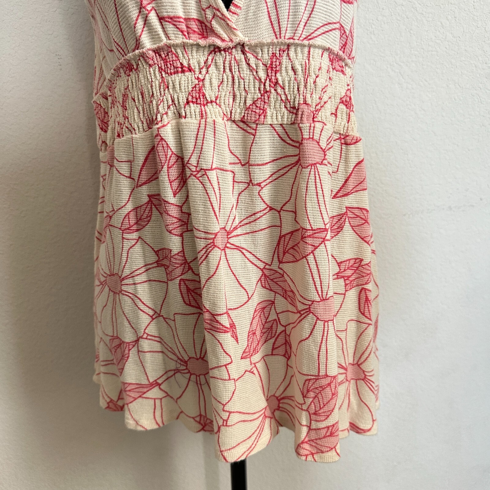 VTG Old Navy Tank Top Large Women Y2K Babydoll Floral Empire Waist Beige