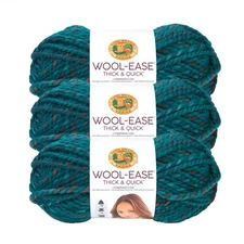 (3 Pack) Lion Brand Yarn 640-623D Wool-Ease Thick & Quick Bulky Yarn, DeepLagoon