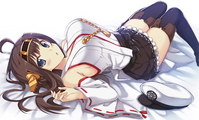 Anime girls kantai collection kongou miko  big Playmat Gaming Mat Desk