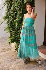 Free People Fresh Start Convertible Tube Maxi Skirt Dress Green, Small, RRP $158