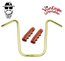 Vtg Lowrider 15" Gold U Handlebar 25.4mm W/120mm Sparkle Brown Lowrider Grips.