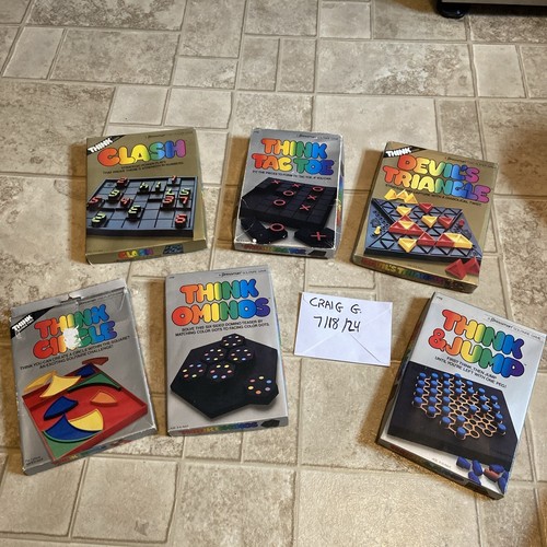 Vintage Pressman Strategy Games Think Jump Tac Toe Circle Ominos Devils Triangle