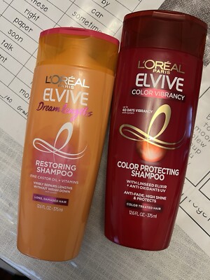 2 Pc. Mixed Lot Loreal Elvive Shampoo & Restoring Shampoo M 12.6fl oz (ZZ27)