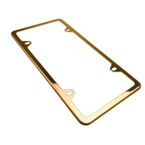 Fit MercedesBenz Laser Etching Stainless Steel RoseGold Slim License Frame w/Cap - Picture 2 of 3