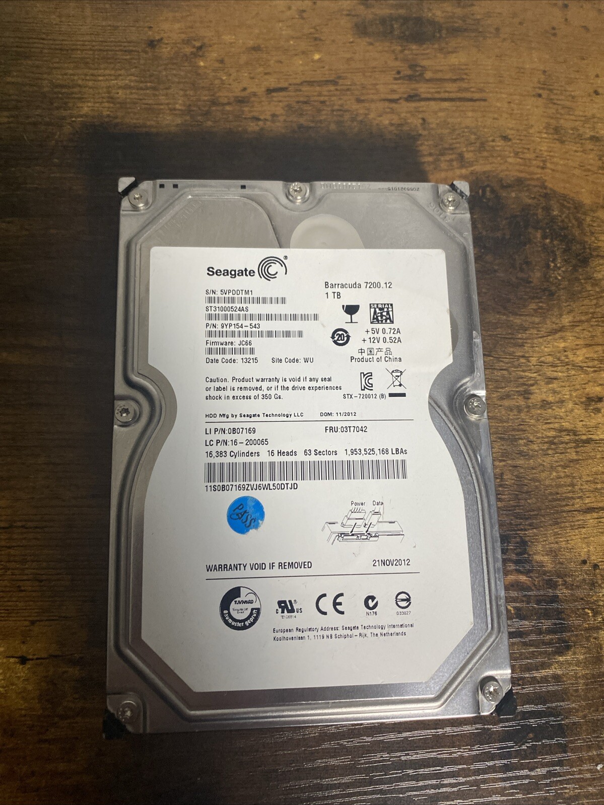 Seagate Barracuda 1TB,Internal,7200 RPM,3.5 inch (ST31000528AS) Hard Drive