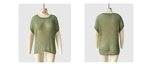 mesh knit top crochet loose fit summer blouse see through breathable beachwear - Picture 29 of 37