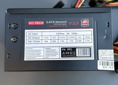 MS-TECH - SATA ATX Power Supply - MS- 450-VAL Rev. B - gebraucht