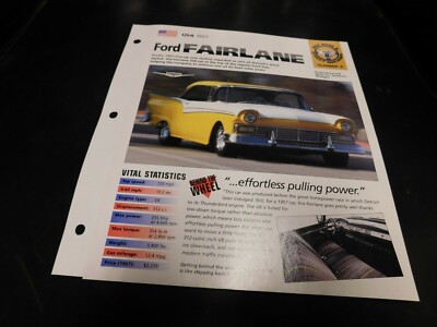 1957 Ford Fairlane Spec Sheet Brochure Photo Poster 