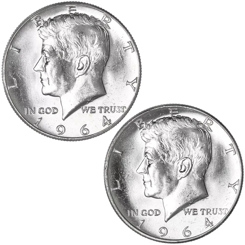 1964 P & D BU Kennedy Half Dollars ~ 90% Silver ~ YOU RECEIVE BOTH COINS