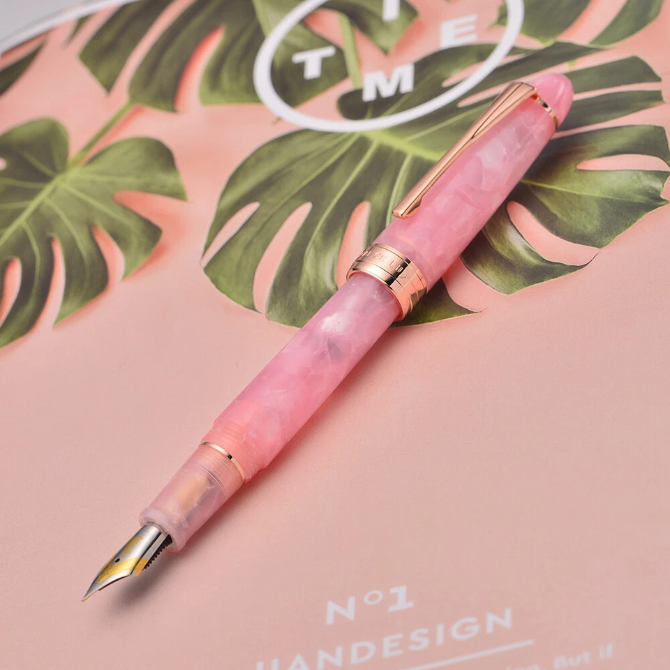Kaigelu 356 Pink Resin Fountain Pen Iridum EF/F/M Nib Golden Clip Office Ink Pen - Image 3 of 4