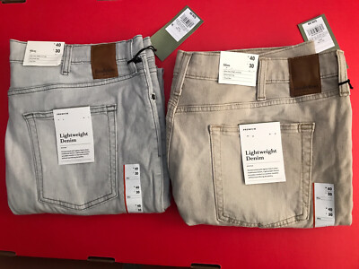 Men s Slim Lightweight Denim Jeans Goodfellow Gray, White or Brown sizes NEW w/t