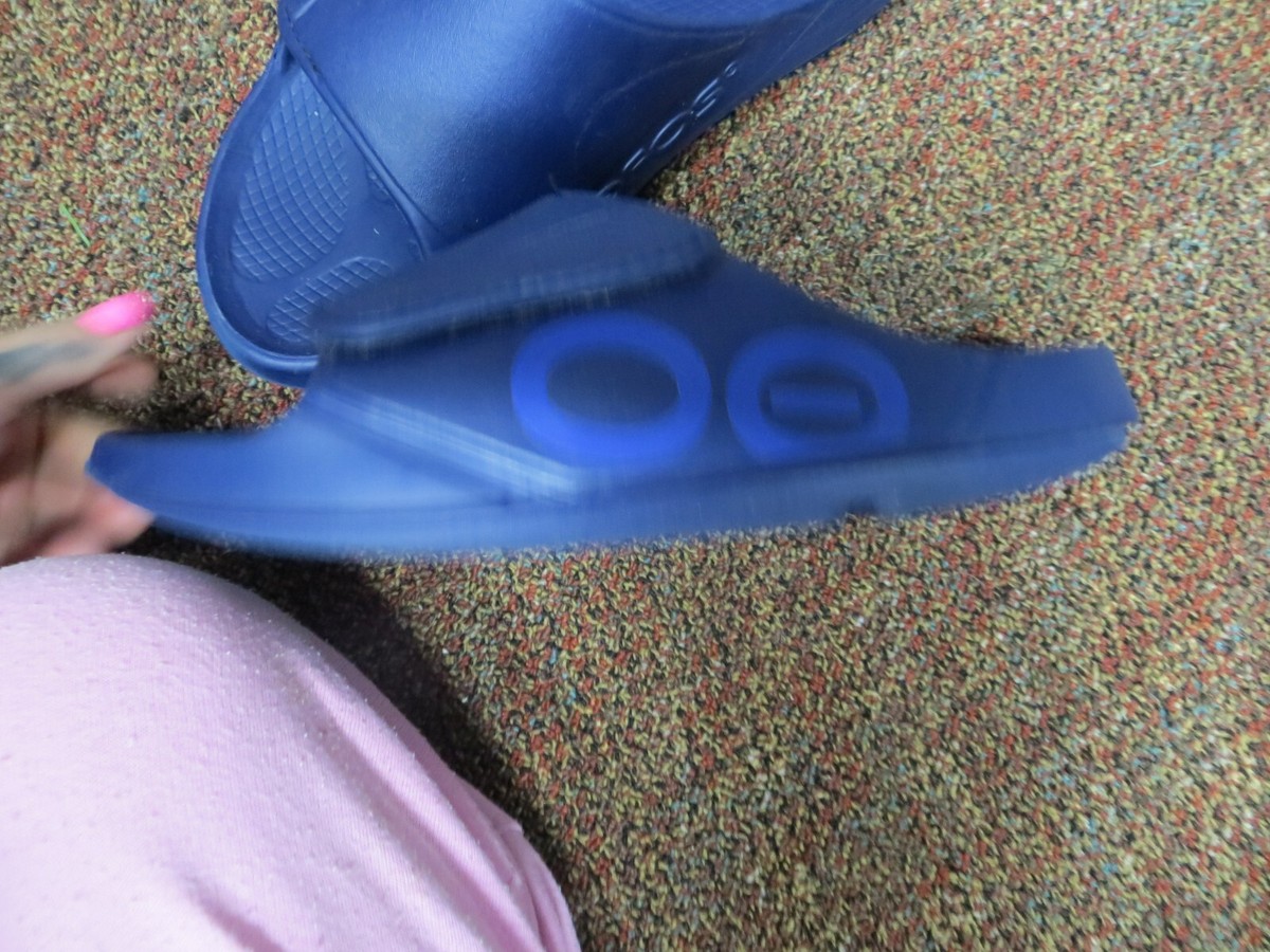 OOFOS OOahh Sport Flex Navy Blue Recovery Slides Mens 12 Womens 14 Sandals Men main image 4