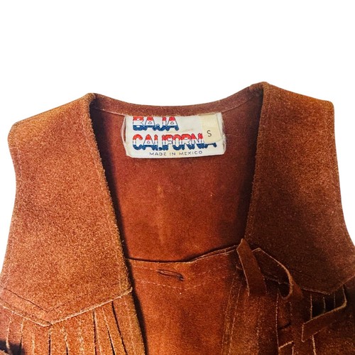 Baja California Suede Fringe Vest Western Style Made in Mexico Size S - Picture 2 of 6