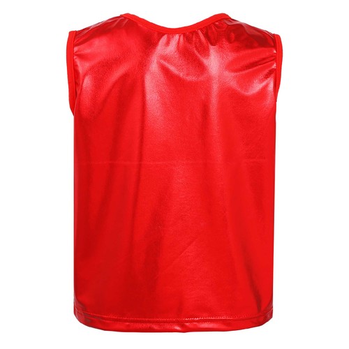 Girls Boys Metallic Tops Ballet Gymnastics Leotard Shirts Vest for Jazz Hip Hop - Picture 37 of 51