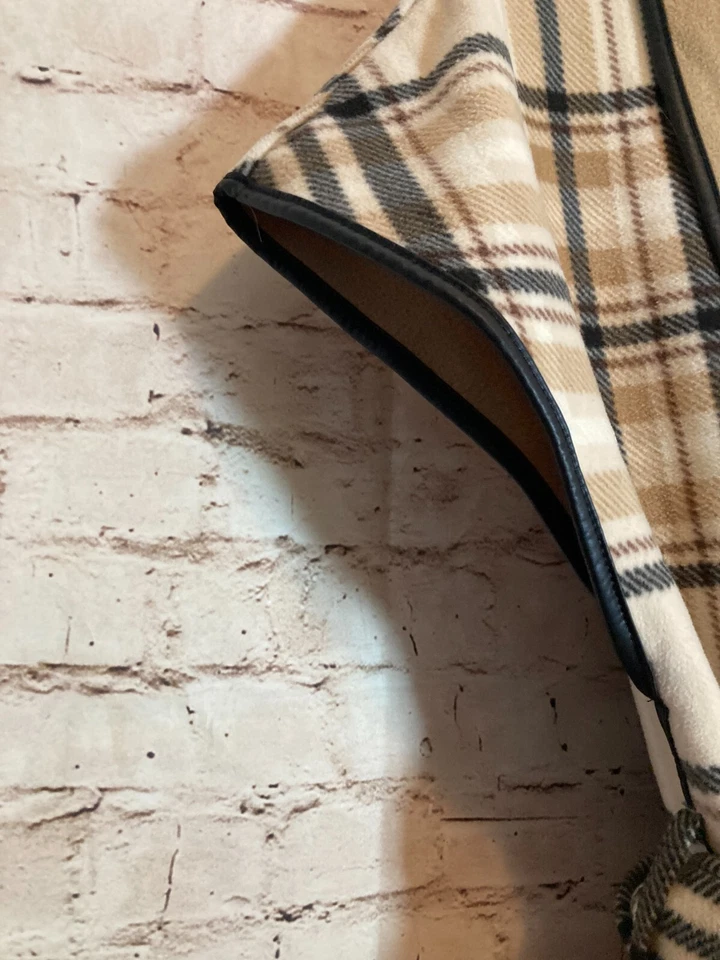 Chaqueta Rachel Roy Mujer Mediana Marrón A Cuadros Cinturón Corbata Cintura Poncho Bolsillos Foto 3 de 4